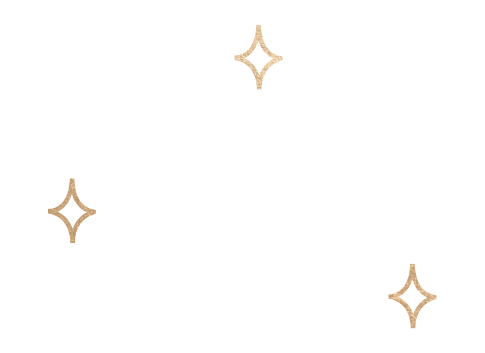 Black background with three beige star-shaped sparkles.