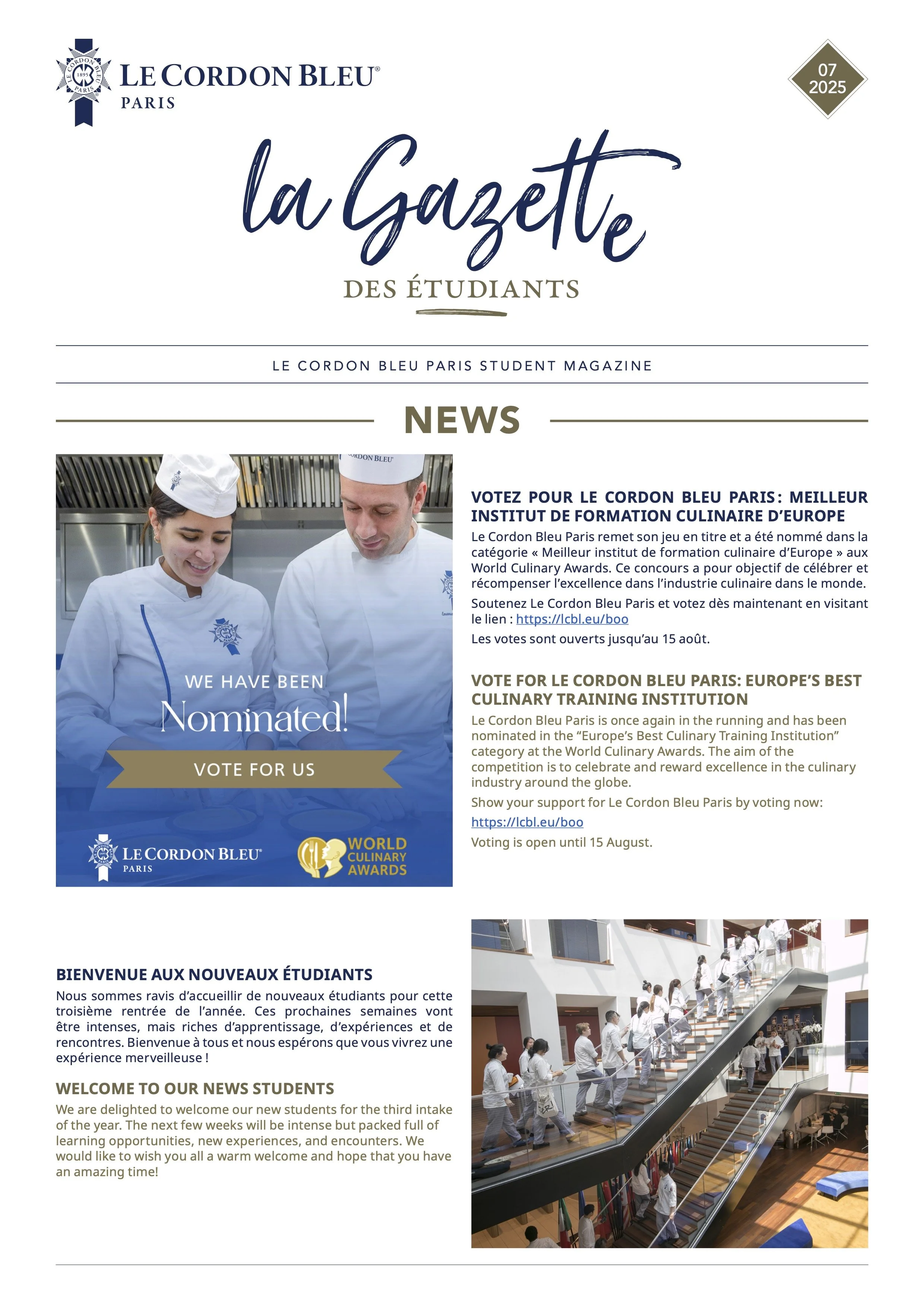 "La Gazette – Le Cordon Bleu Paris official alumni magazine logo, July 2025 issue."
Alain PHAM