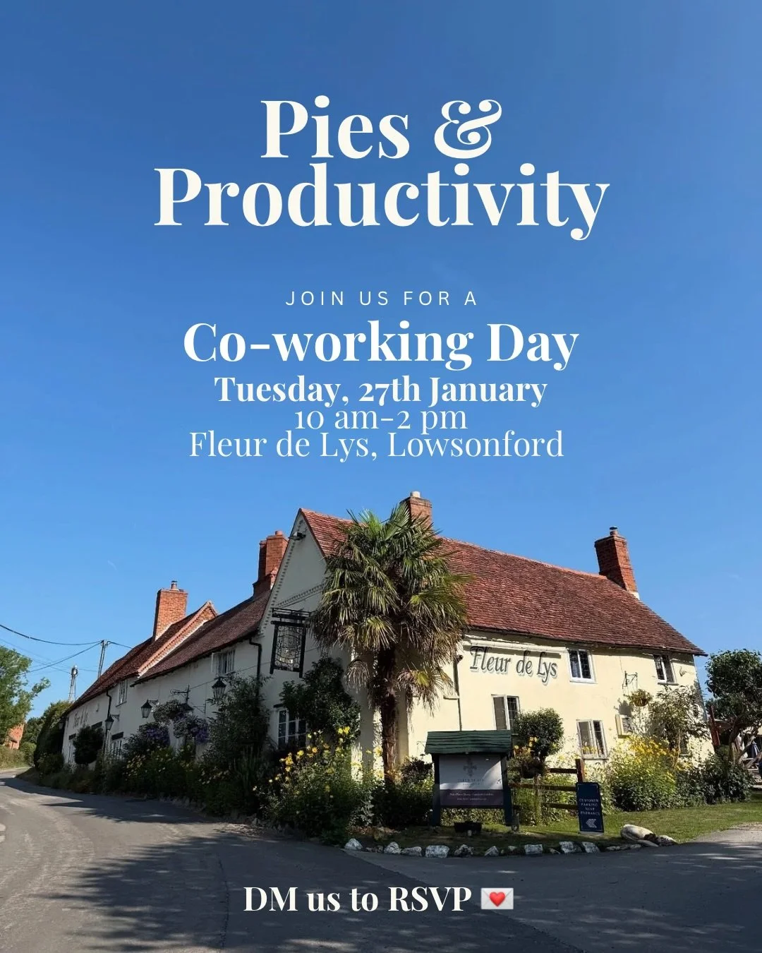 📍Pies &amp; Productivity: A New Co-Working Day for Small Business Owners 

🌿👩🏻&zwj;💻Ready for a stunning change of scenery this month? Join fellow Warwickshire small business owners at the @the_fleurdelys in Lowsonford on Tuesday, 27th January f