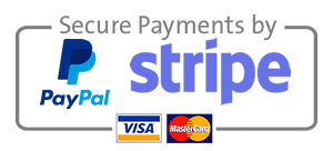 Payment methods including PayPal, Stripe, Visa, and MasterCard logos.