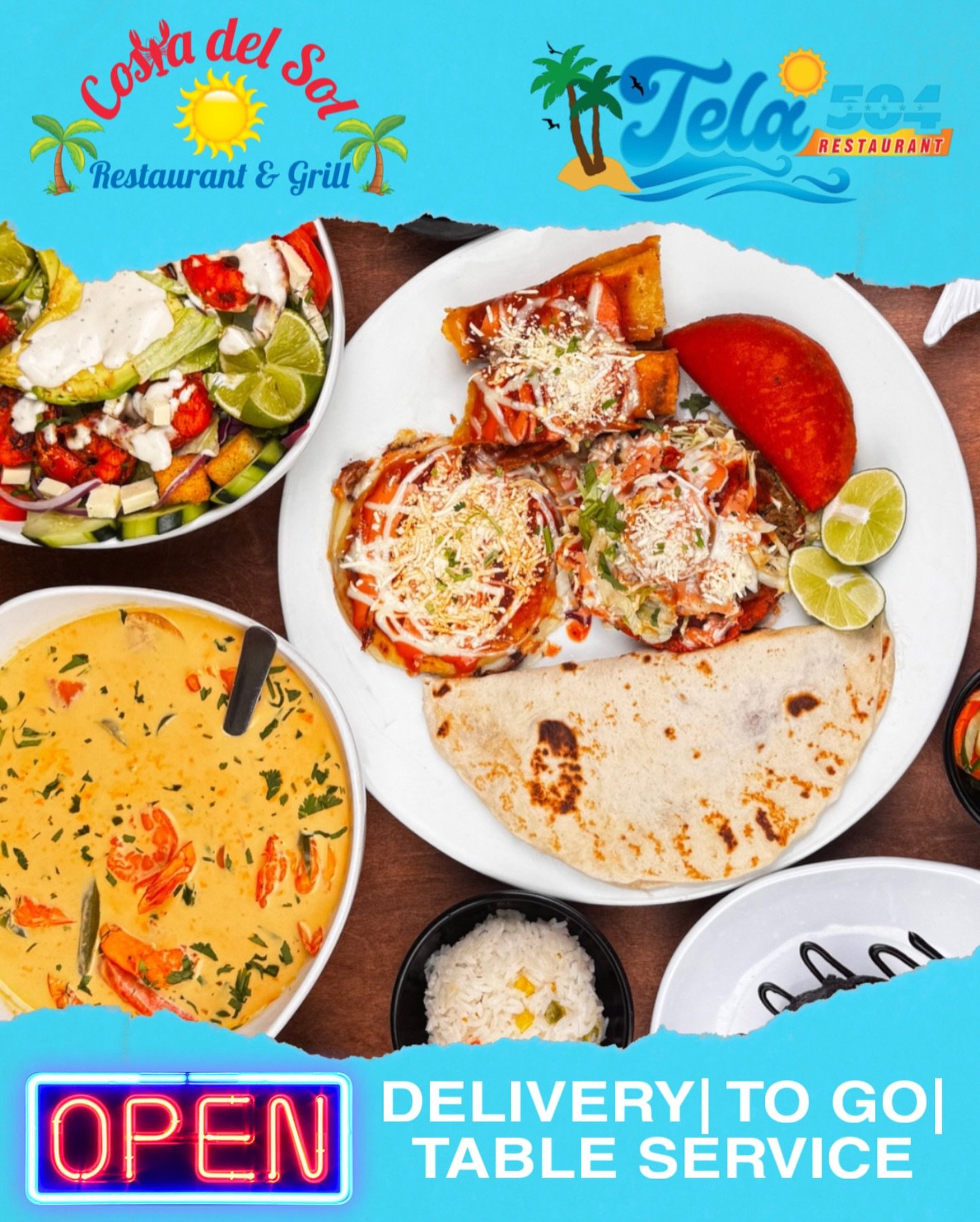🎉✨ &iexcl;Costa del Sol y Tela 504 ya est&aacute;n abiertas en todas sus sedes!
🍴🥂🌊 Ven a disfrutar del sabor, la m&uacute;sica y la alegr&iacute;a que nos caracteriza.
💃🎶 &iexcl;Te esperamos!

#CostaDelSol #Tela504 #YaAbrimos TodasLasSedes Sab