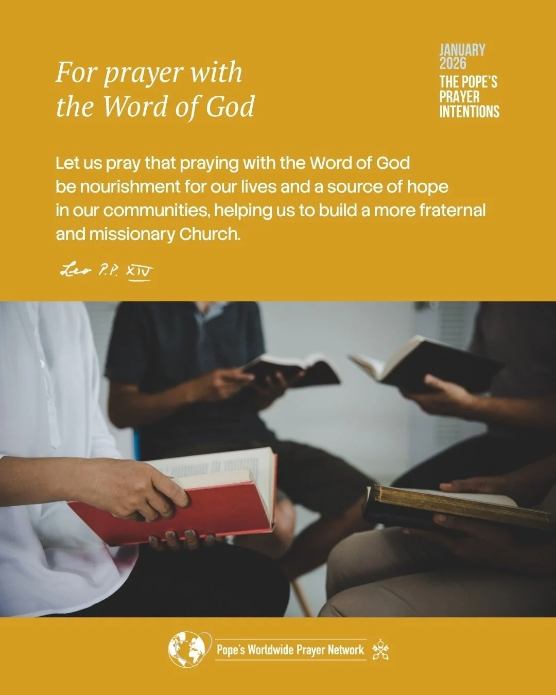 Pope Prayer Intention Jan 2026 - For prayer with the Word of God