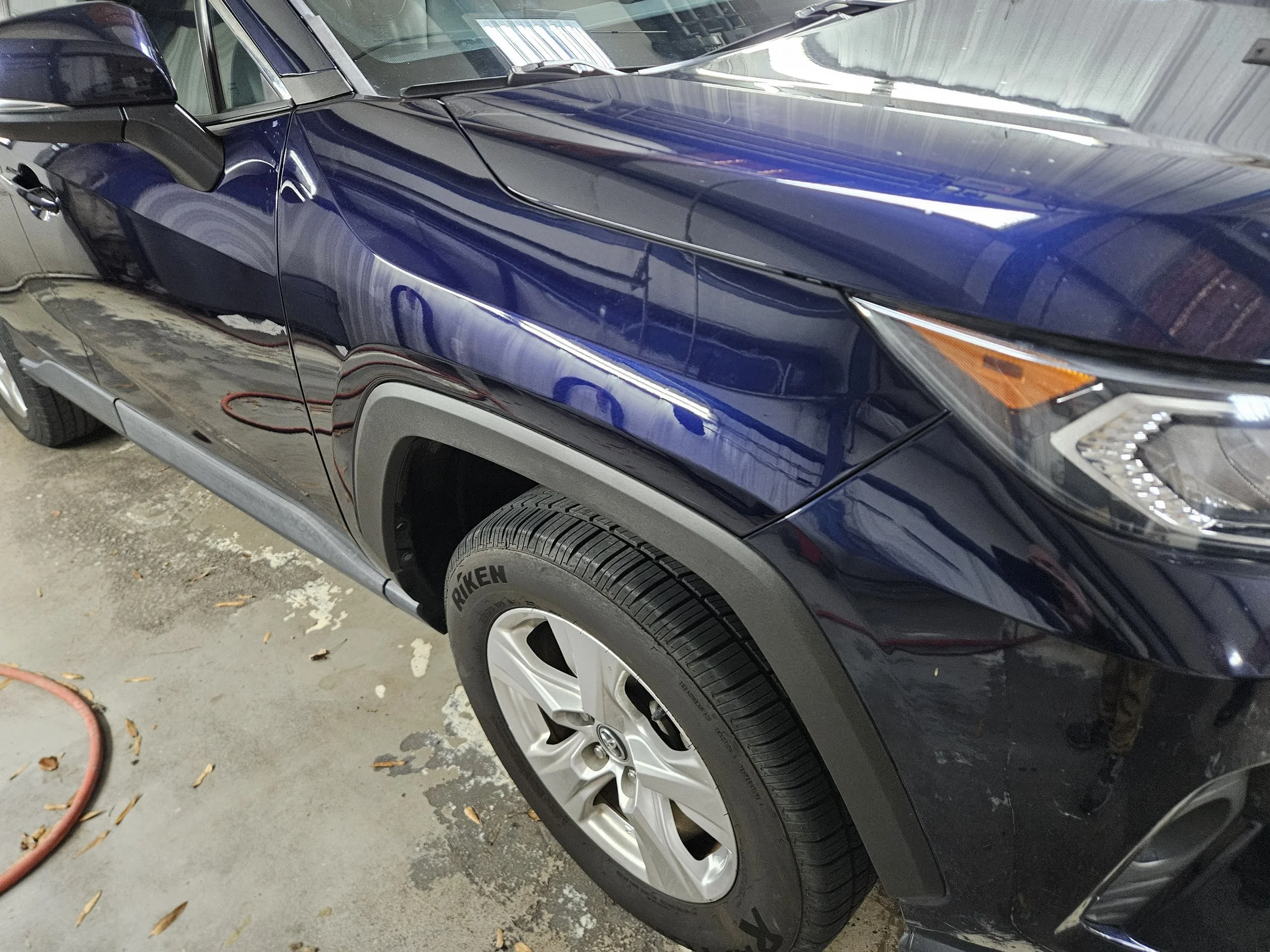 Blue toyota. post repair. Kenny Hawkins Automotive Cary / raleigh auto body repair