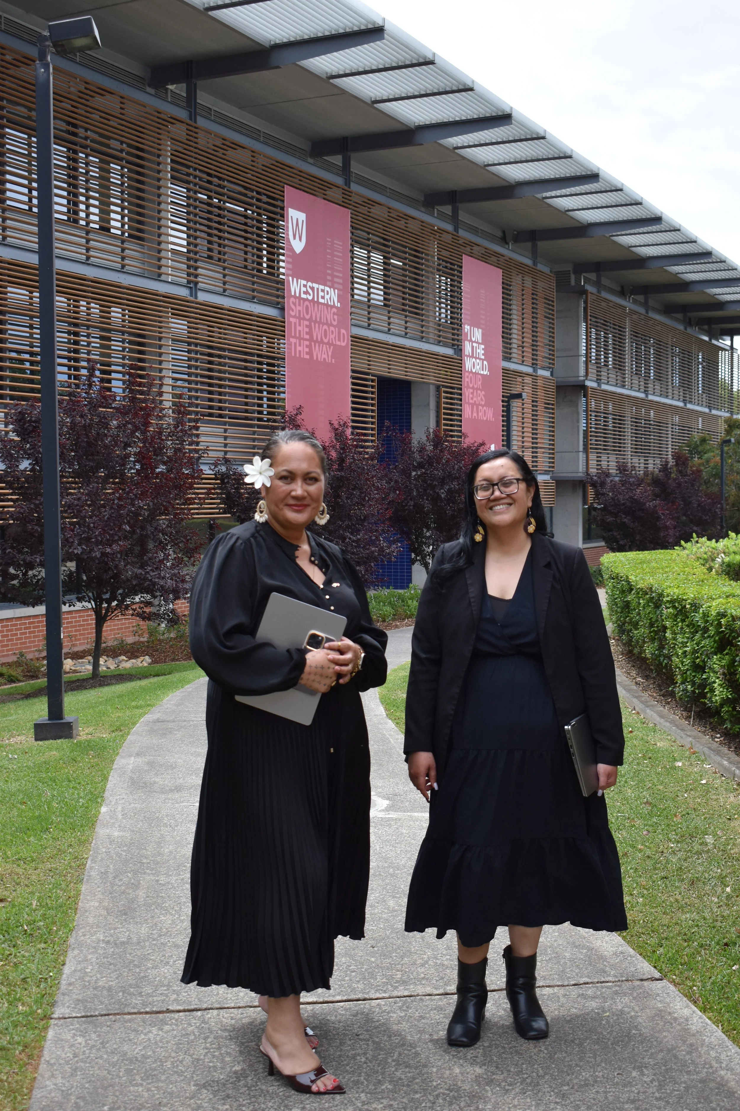 Amanda and Bronwyn outdoors