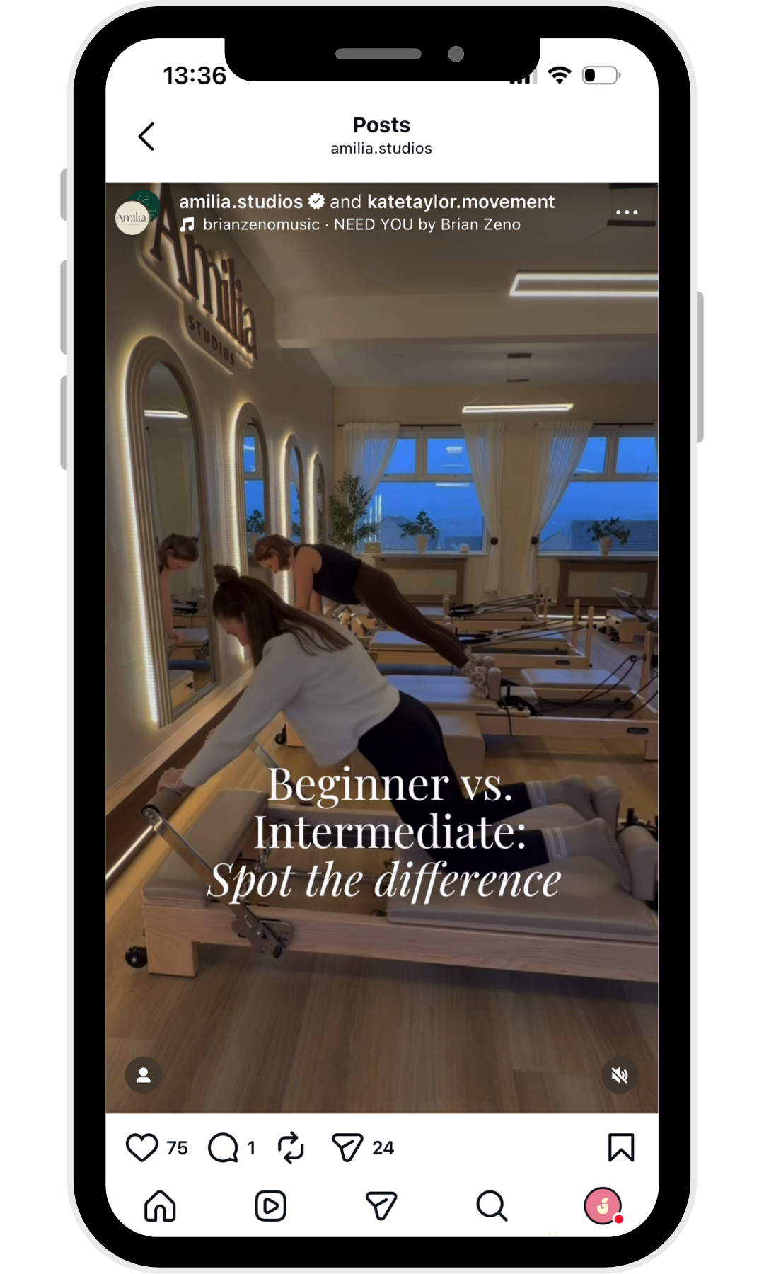 Screenshot of Amilia Studios Educational Instagram Reel