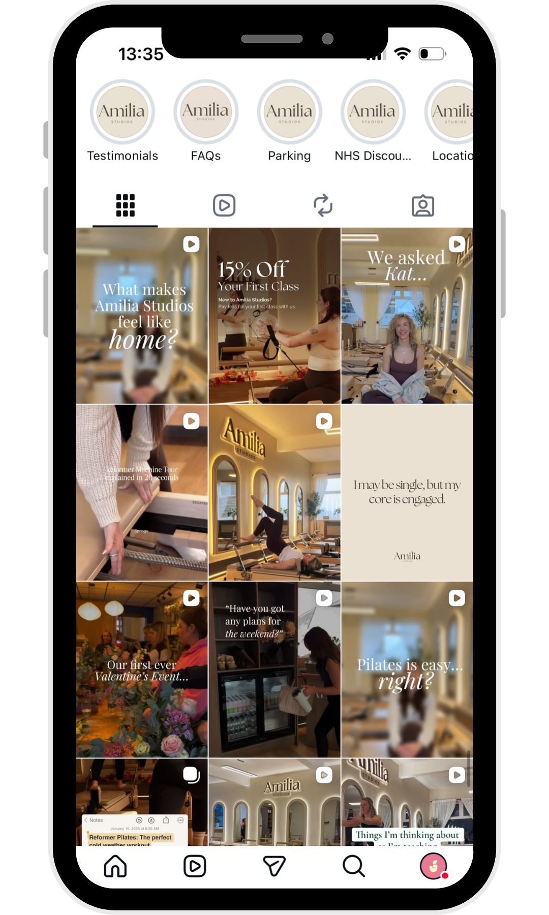 Screenshot of Amilia Studios Instagram Profile