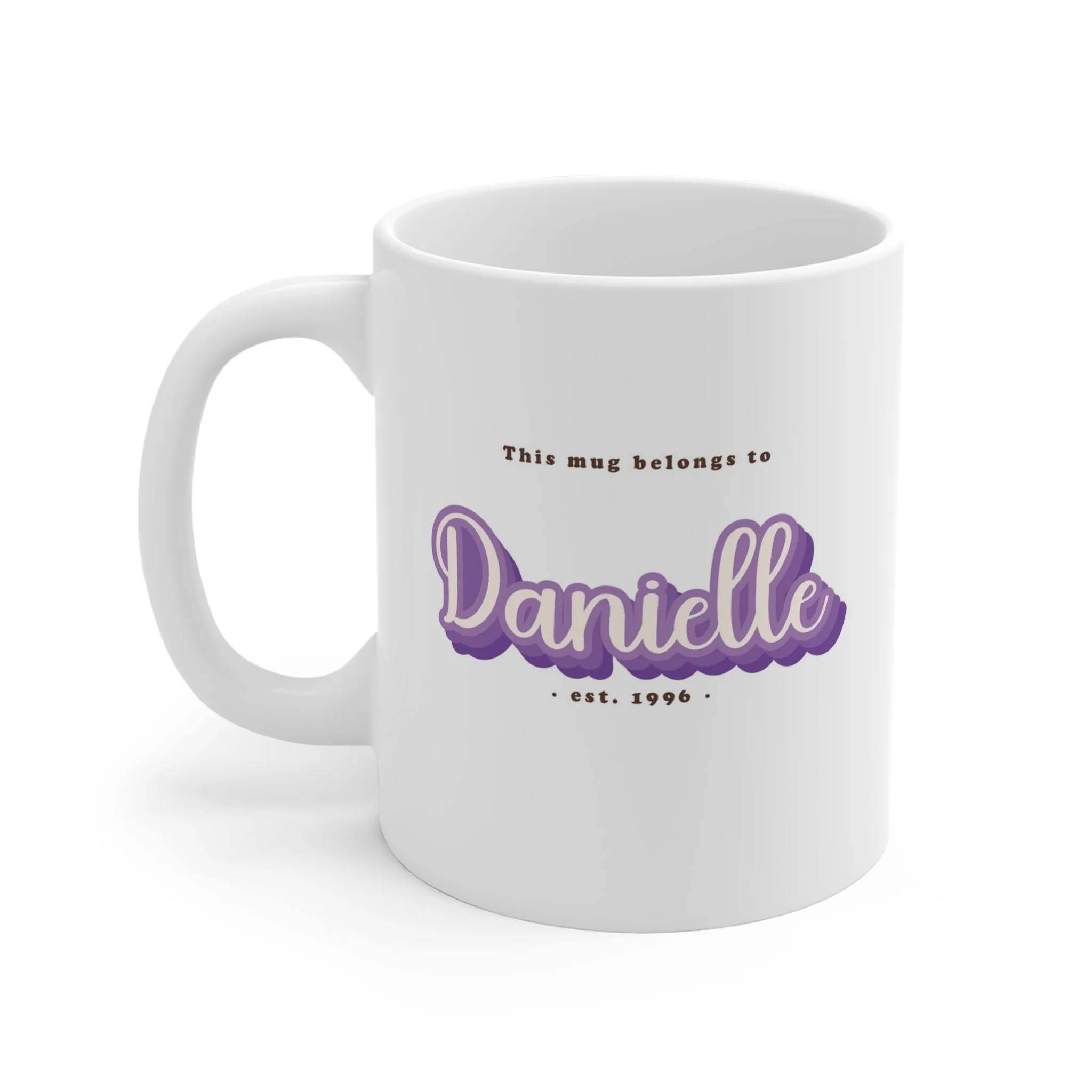 Personalised Retro Name Mug – Sugar Lilac | Custom This Mug Belongs To Gift