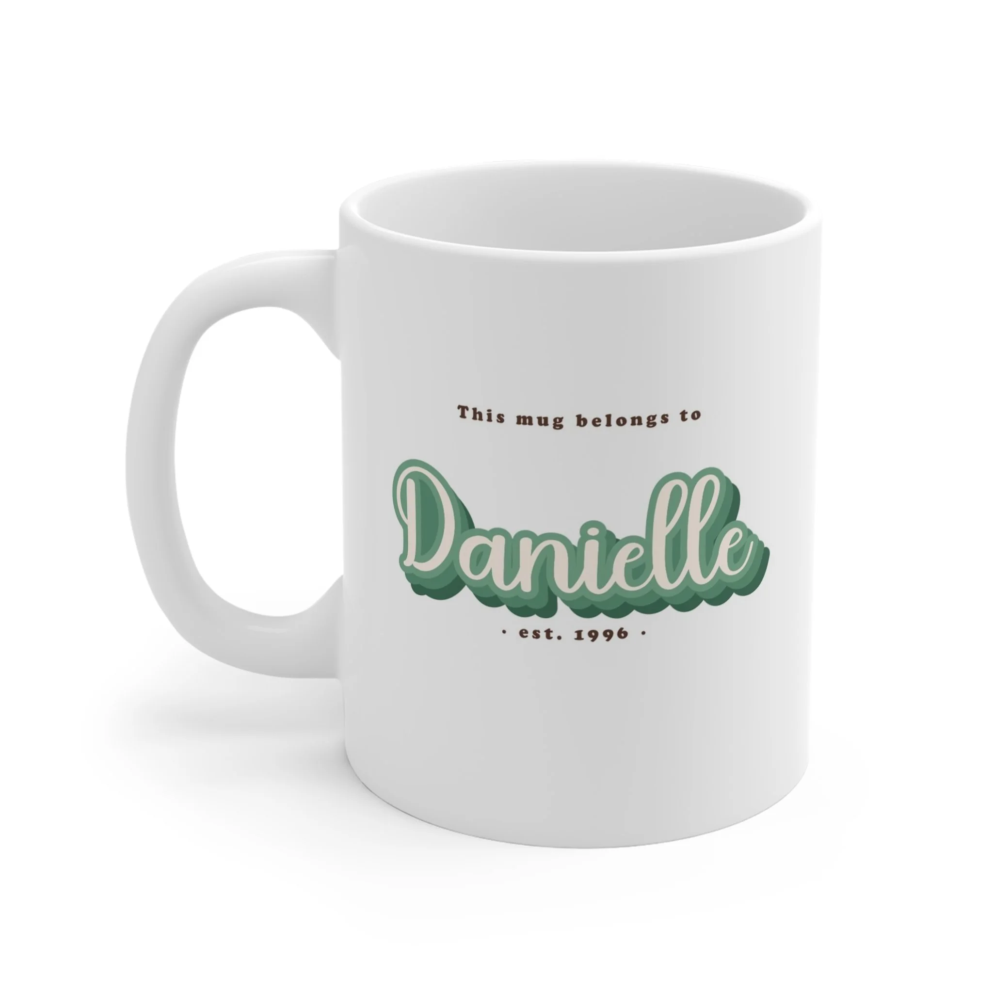 Personalised Retro Name Mug – Vintage Sage | Custom This Mug Belongs To Gift