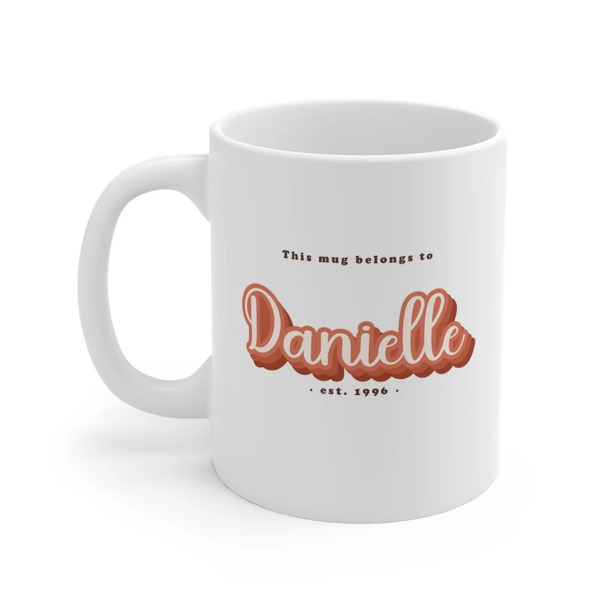 Personalised Retro Name Mug – Retro Peach | Custom This Mug Belongs To Gift