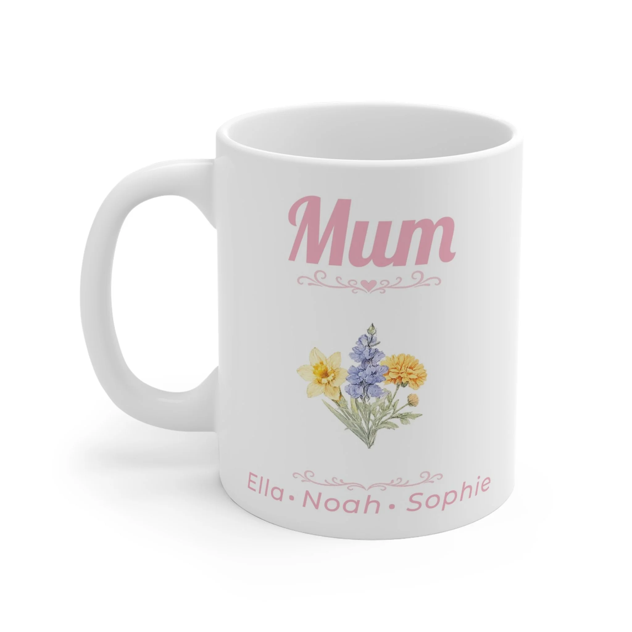 Personalised Mum Birth Flower Mug | Custom Children's Birth Month Flower Mug Gift for Mum Mother's Day