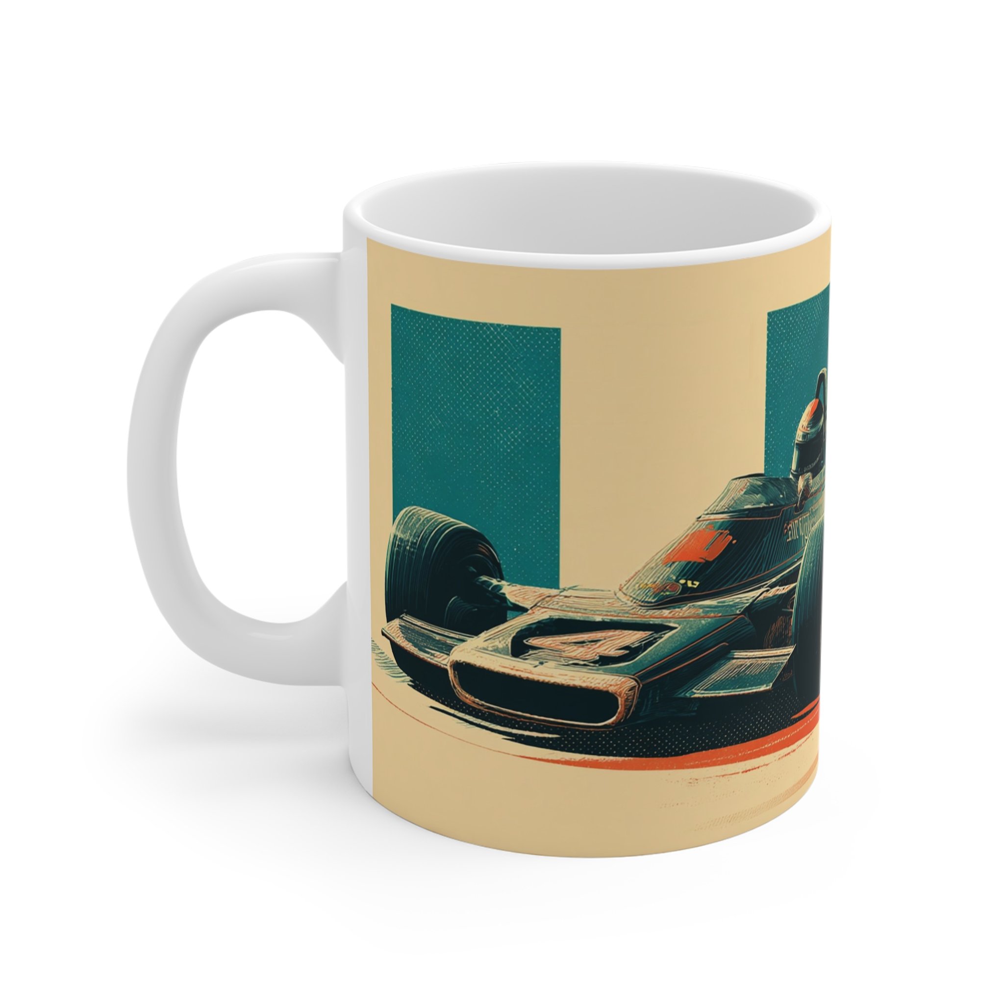 Retro F1 Poster Art Mug | Vintage Racing Style