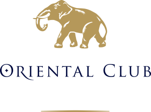 Logo of the Oriental Club featuring a gold elephant and navy text.