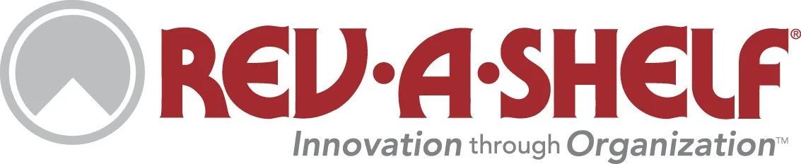 Rev-A-Shelf logo with a circular emblem and the tagline 'Innovation through Organization'