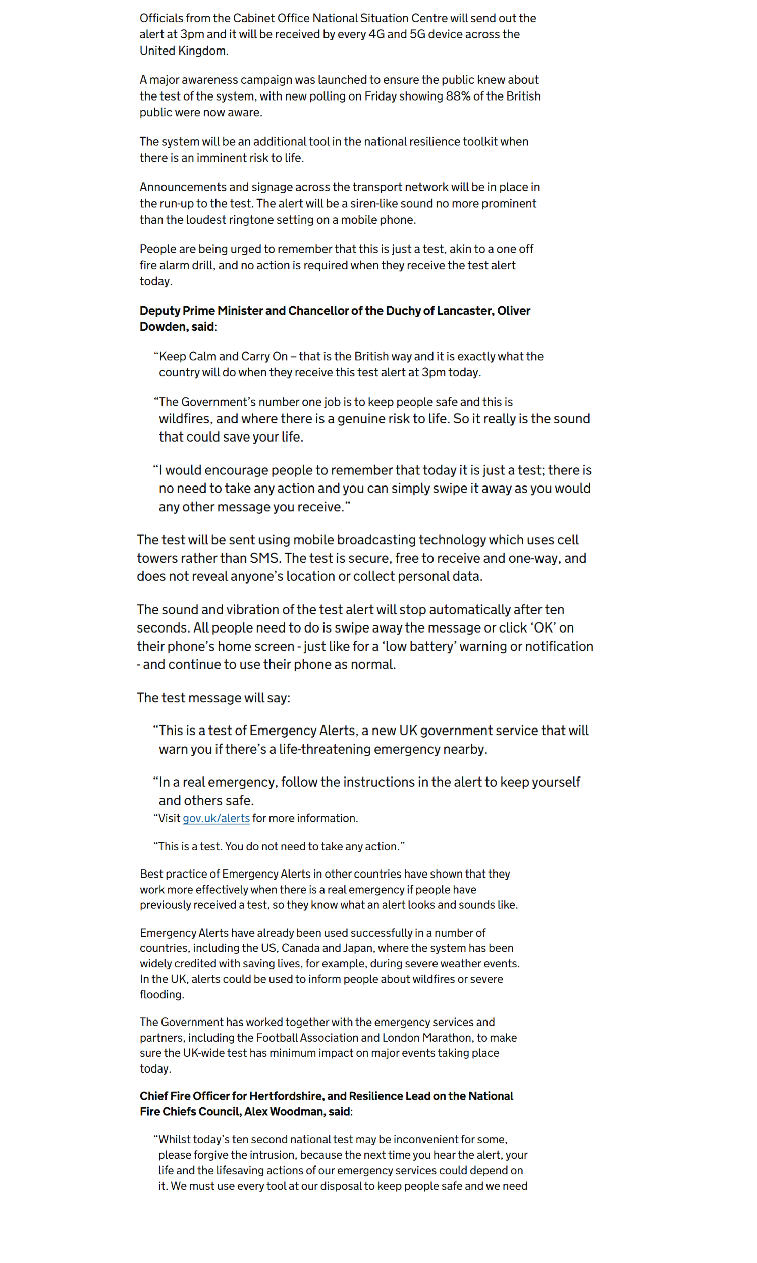 Notice of the UK Government Phone Text Message Alert in April 2023