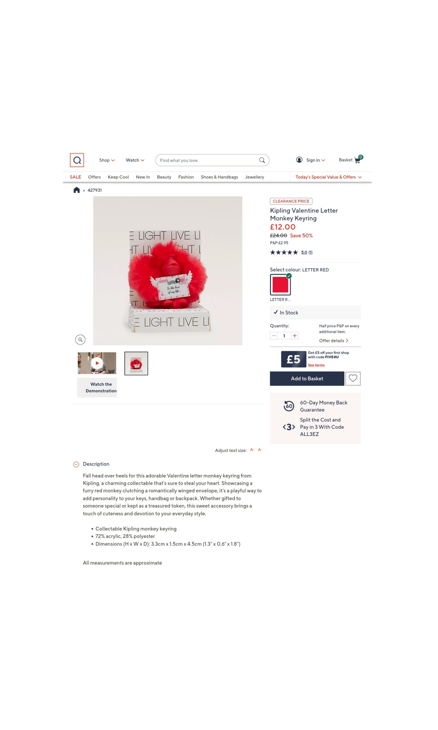 Kipling Monkey Boxed Keyring Valentines QVC copy.png