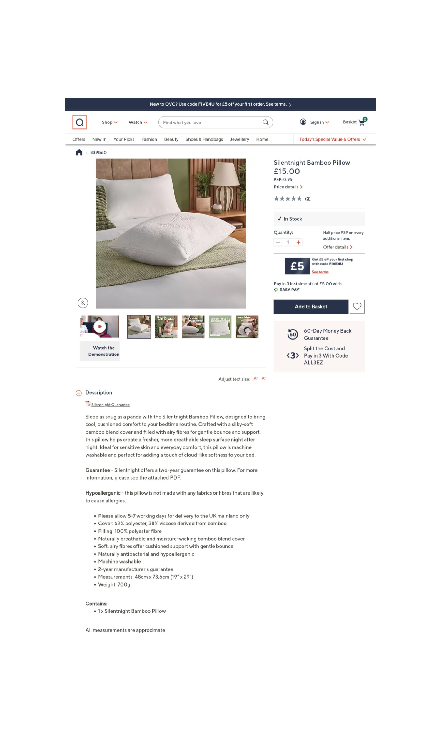 silentnight bamboo pillow.png