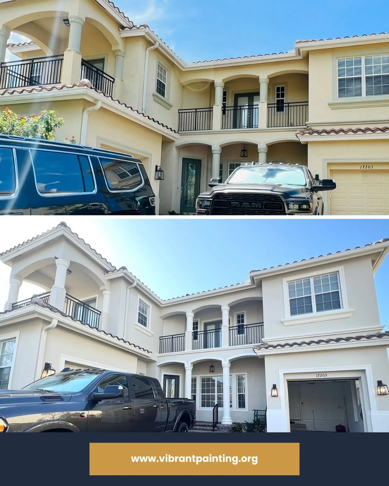 Before: faded and tired.
After: bold, bright, and absolutely stunning.

We gave this exterior a full refresh with crisp new tones and smooth finishes that highlight the home&rsquo;s elegant architecture. Now it turns heads for all the right reasons.
