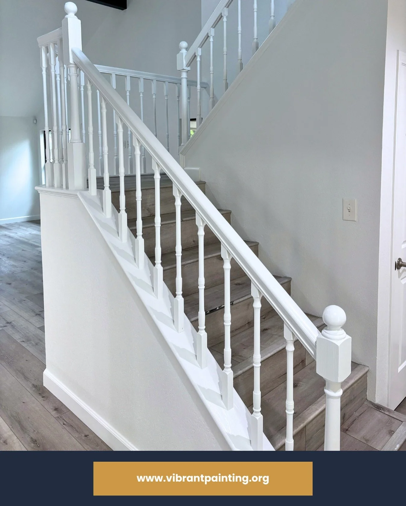 Staircase transformed.

This elegant staircase and entryway received a stunning refresh with a professional interior paint job. The crisp white finish brightens the space and highlights the architectural details beautifully.

A polished look that ele
