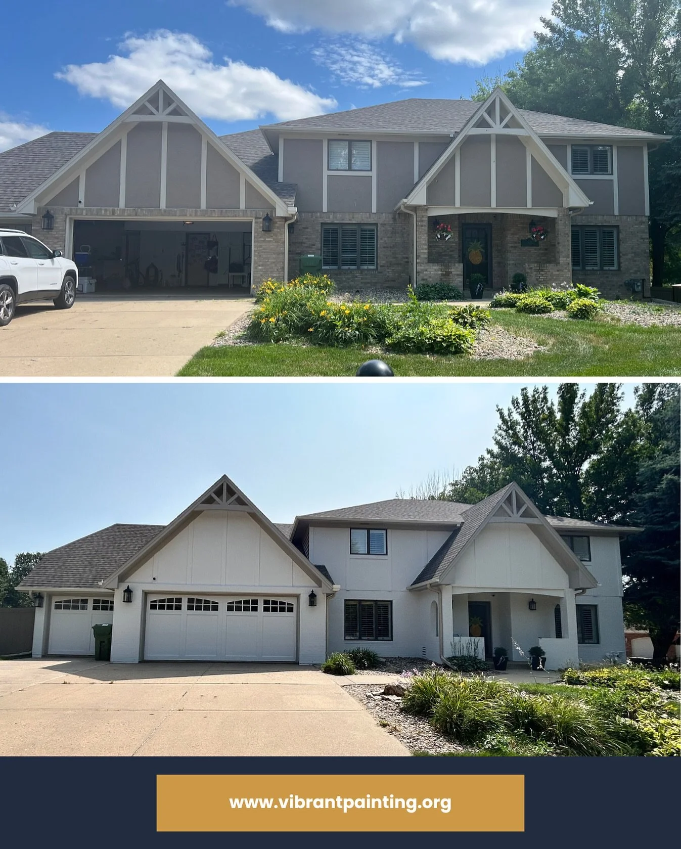 From traditional to breathtaking.

Witness the power of exterior painting! This home underwent an incredible transformation, trading its muted tones for a crisp, bright white that instantly elevates its curb appeal and modern charm.

A truly revitali
