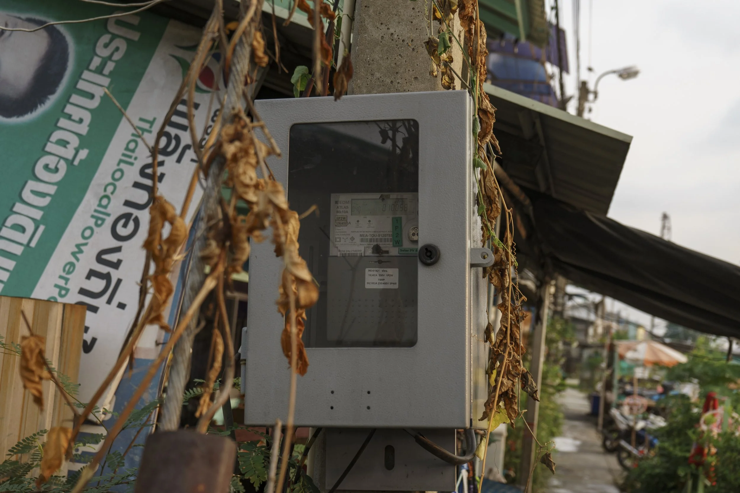 Bang-orn’s solar cell electricity meter outside of her house