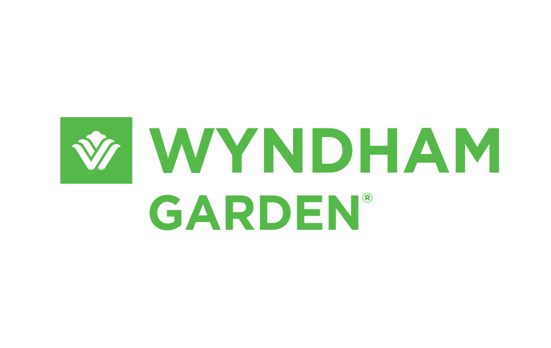 Wyndham Garden logo in green with a stylized flower symbol.