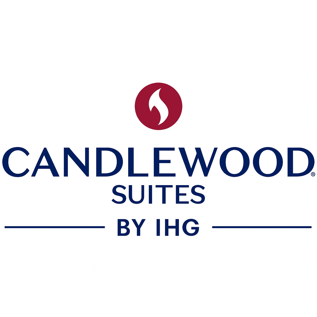 Logo of Candlewood Suites by IHG featuring a red flame symbol.