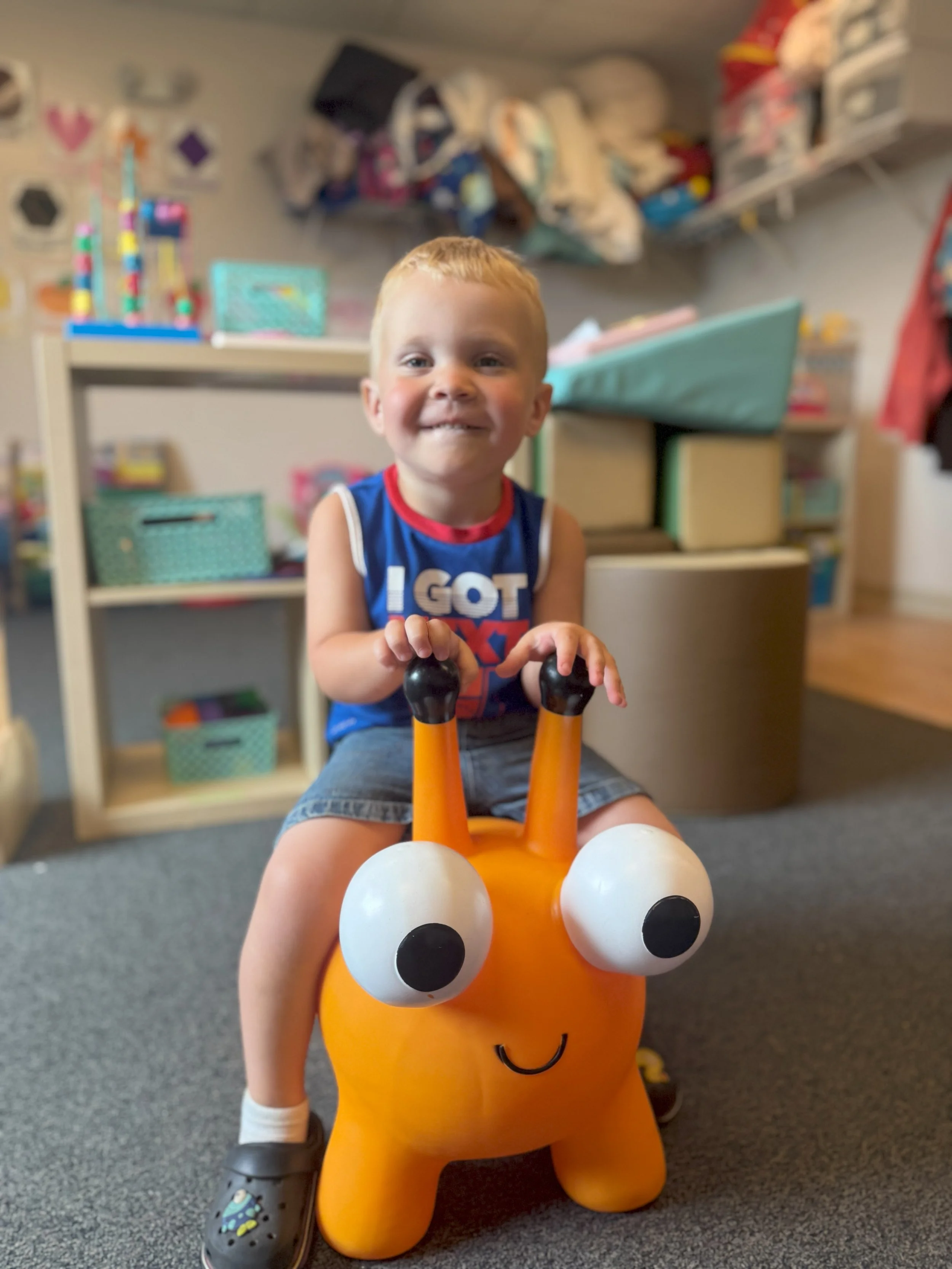 Play time includes toys and other fun items.