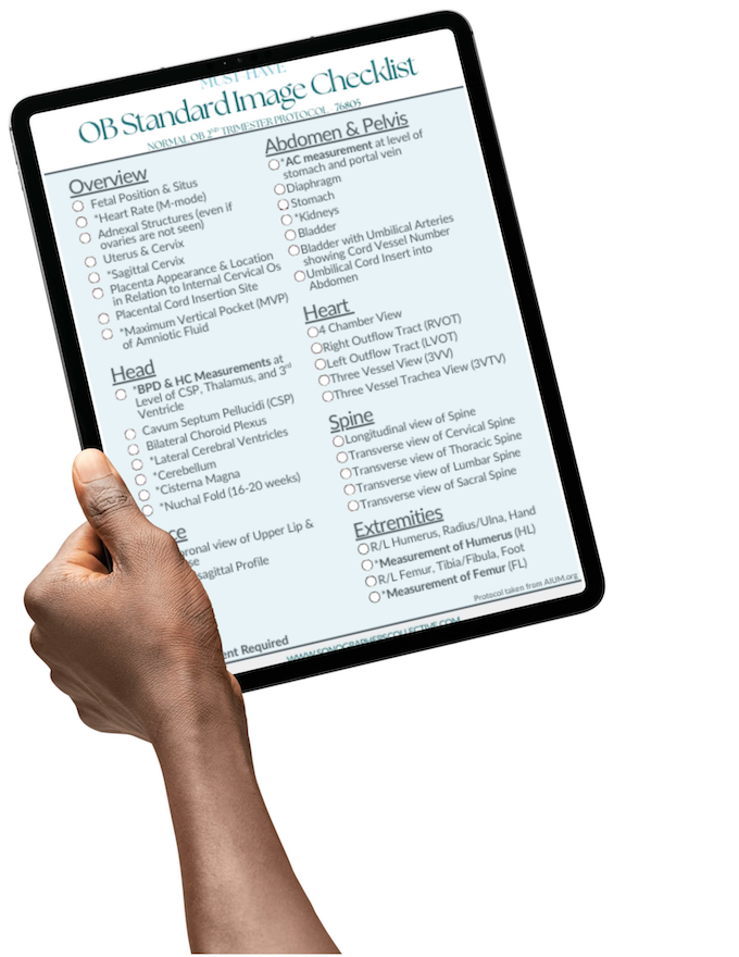 Anatomy Scan Quick Reference Checklist with Measurements