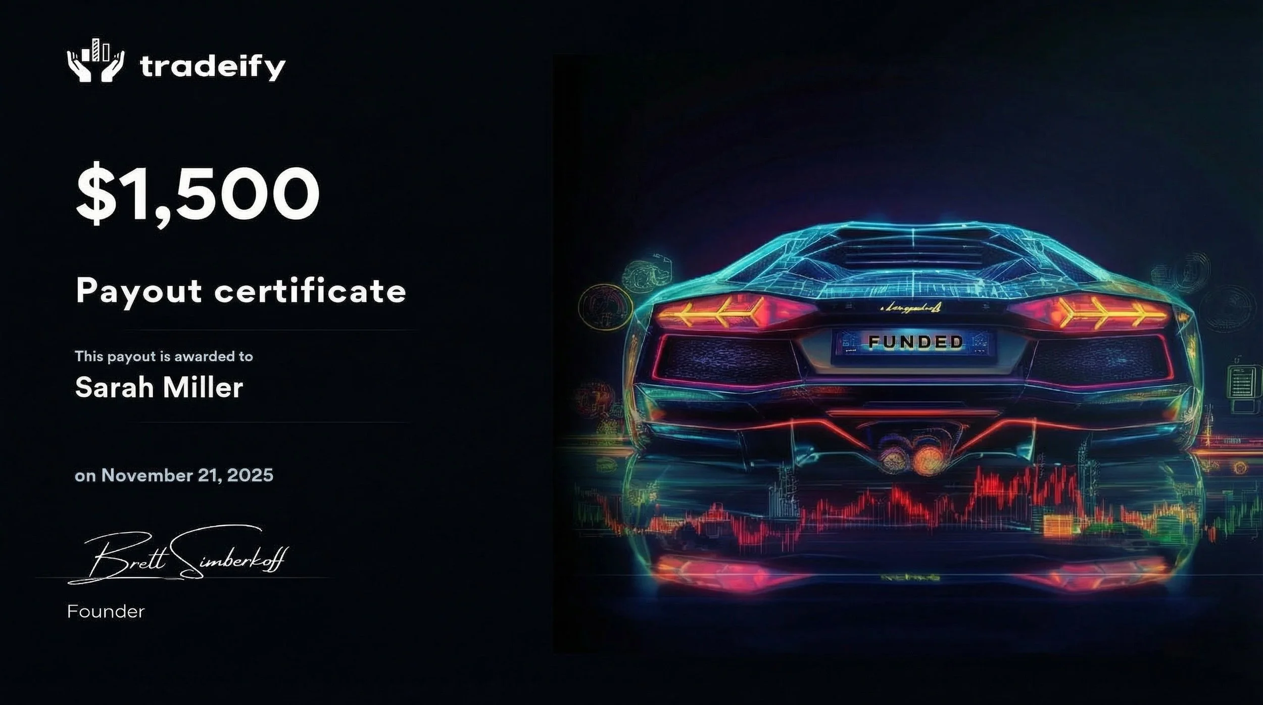 Tradeify payout certificate example