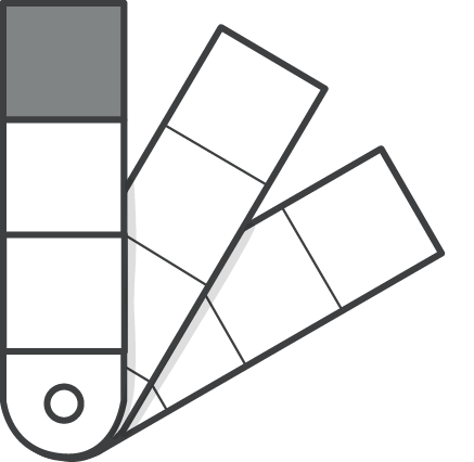 A color palette with swatches in shades of gray, white, and black.