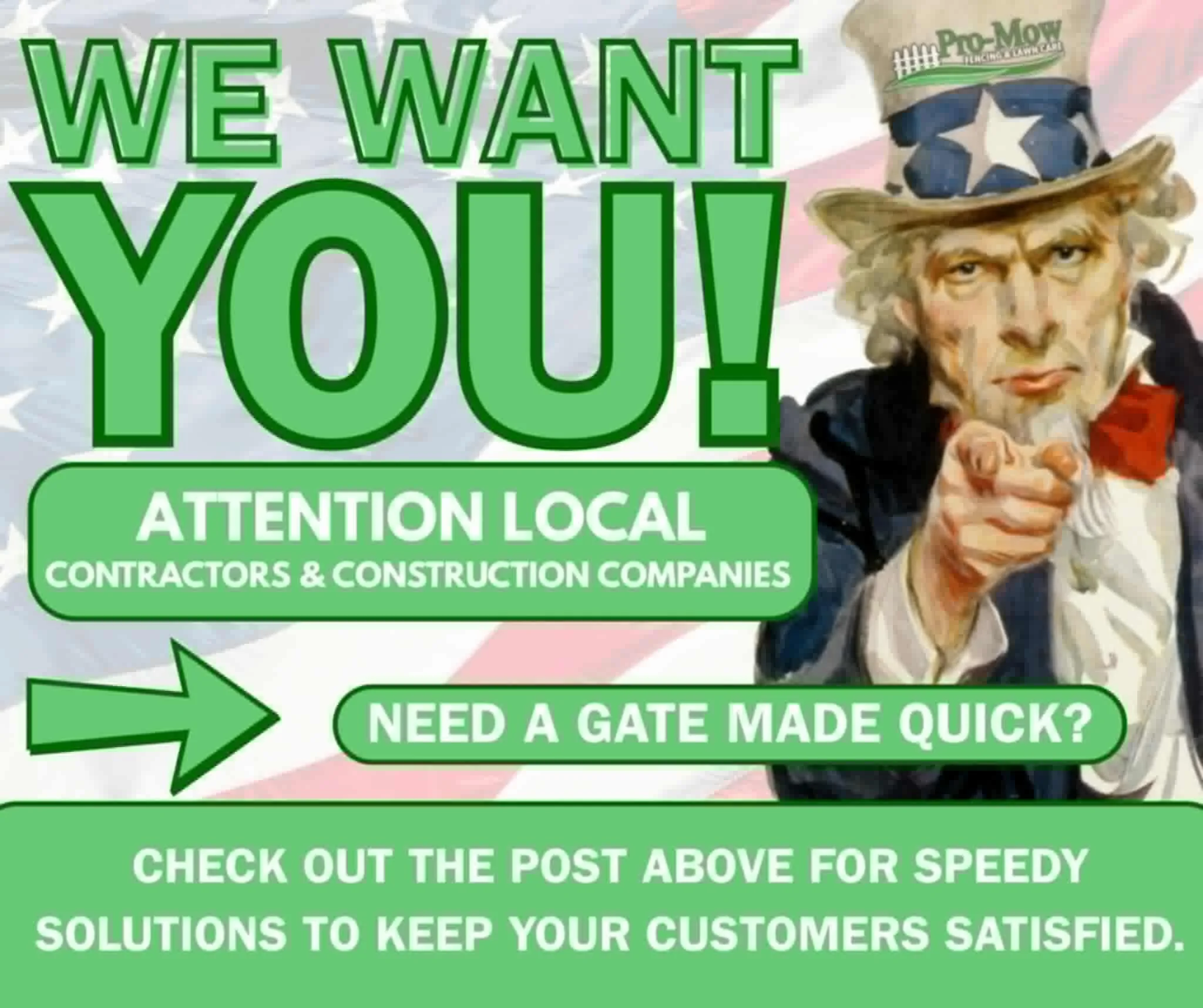 Tired of project delays waiting for big-box, out-of-town companies to ship your custom gates?
​At Pro-Mow Fencing and Lawn Care, we eliminate the wait by offering in-house, custom gate fabrication. That's right, we build them right here!

​For fellow