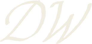 Stylized initials 'DW' in white on a black background