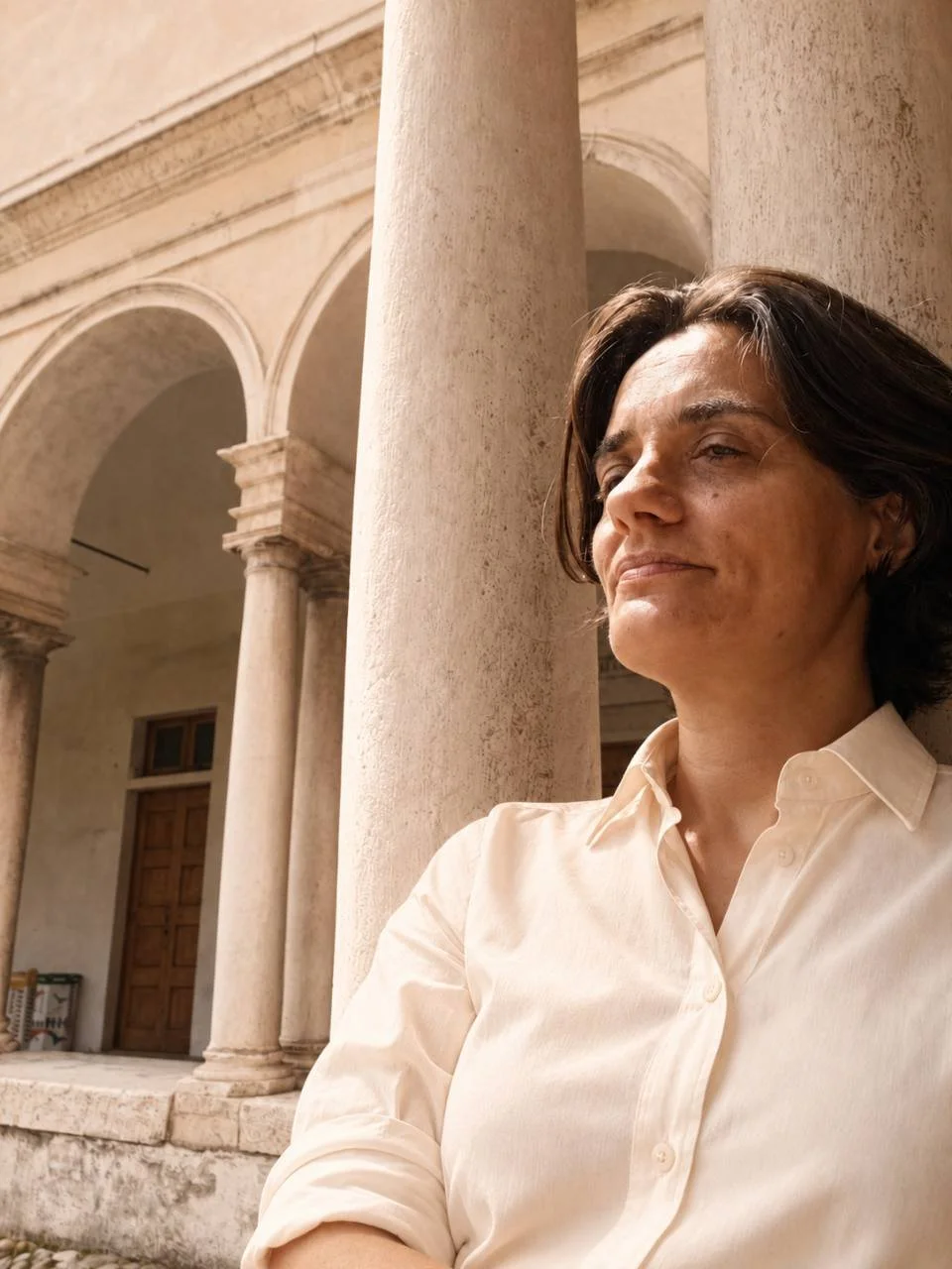 Vanessa Galperti che sta riflettendo