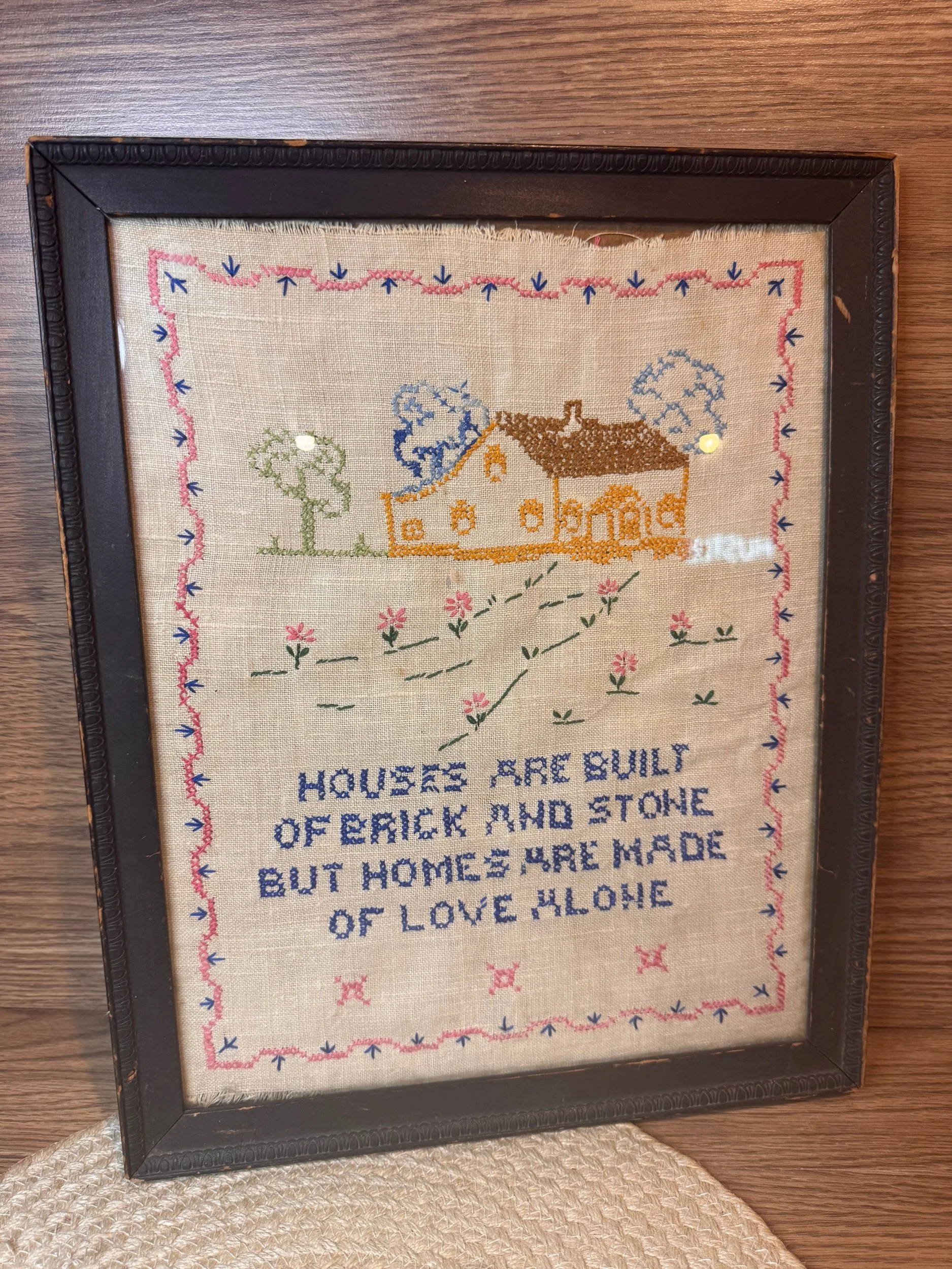 Vintage 1936 Framed Cross Stitch Sampler