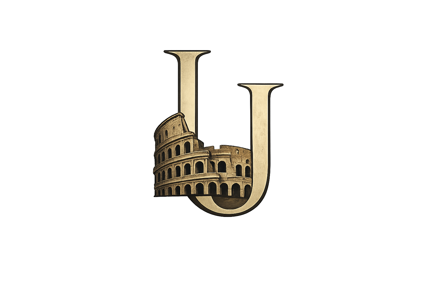 A logo featuring a large letter 'J' with the Roman Colosseum integrated into its lower curve, set against a dark background.