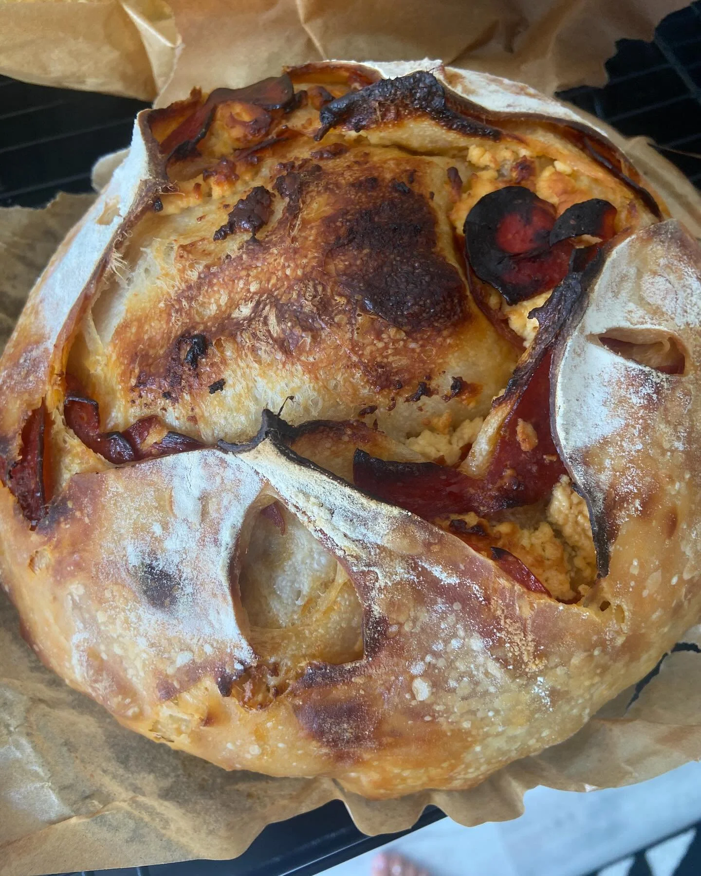 Sunday bake! #sourdoughpepperonihothoneygoatcheese #sourdough #sourdoughbread #sourdoughofinstagram #microbaker #sourdoughinclusions #oloaf