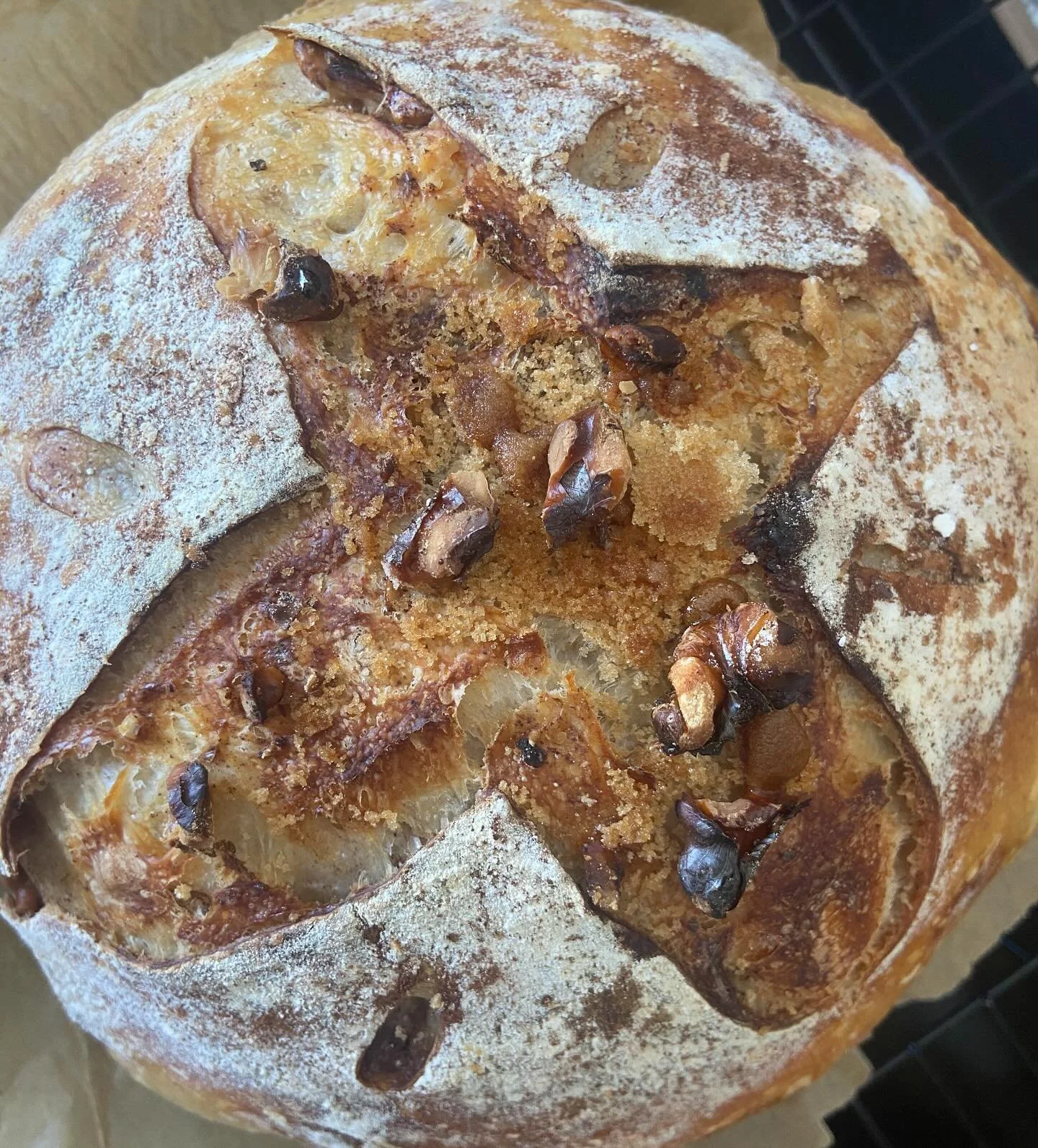 Sweet Sunday Bake! Brown Sugar Cinnamon Walnut Loaf #sourdough #sourdoughbread #sourdoughofinstagram #microbaker #sourdoughinclusions #sweetsourdoughbread #oloaf