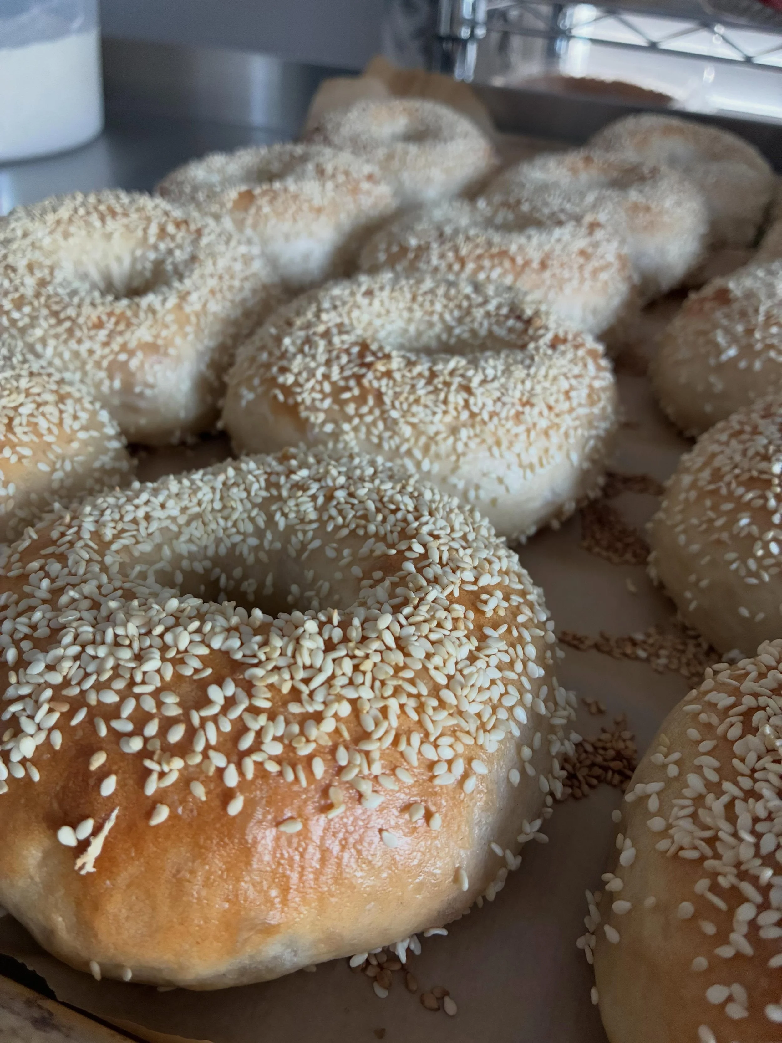 When you ask, you shall receive! Sourdough Sesame bagels 🥯 #sourdough #sourdoughofinstagram #sourdoughbagels #microbaker #lucianasleaveningloaves