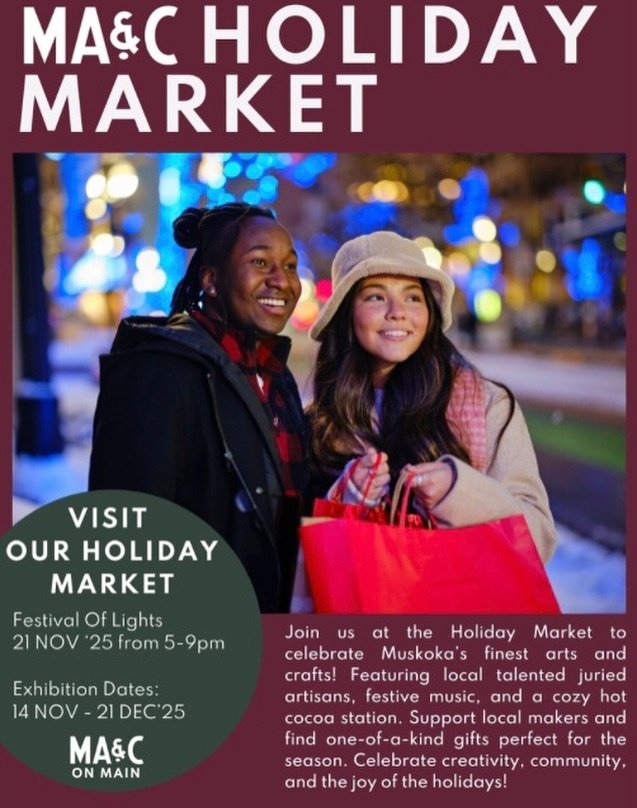 #TheFridayFind is here- and it&rsquo;s extra festive! 🎄✨ The Muskoka Arts &amp; Crafts Holiday Market officially begins TODAY and runs all the way through to December 21 at their beautiful building on Manitoba Street. 
Step into a space filled with 
