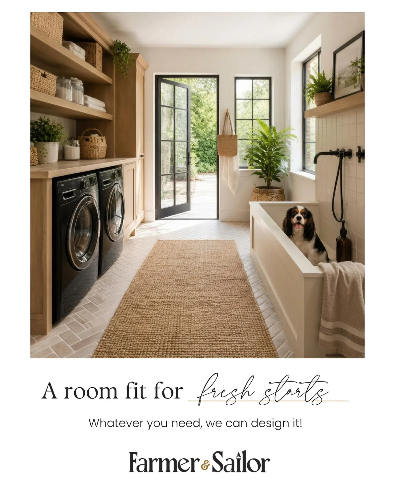 From laundry days to muddy paws and everything in between, every space in your home deserves thoughtful design. This custom laundry and pet wash room blends timeless style with everyday function, proving that practical spaces can be beautiful too.
At