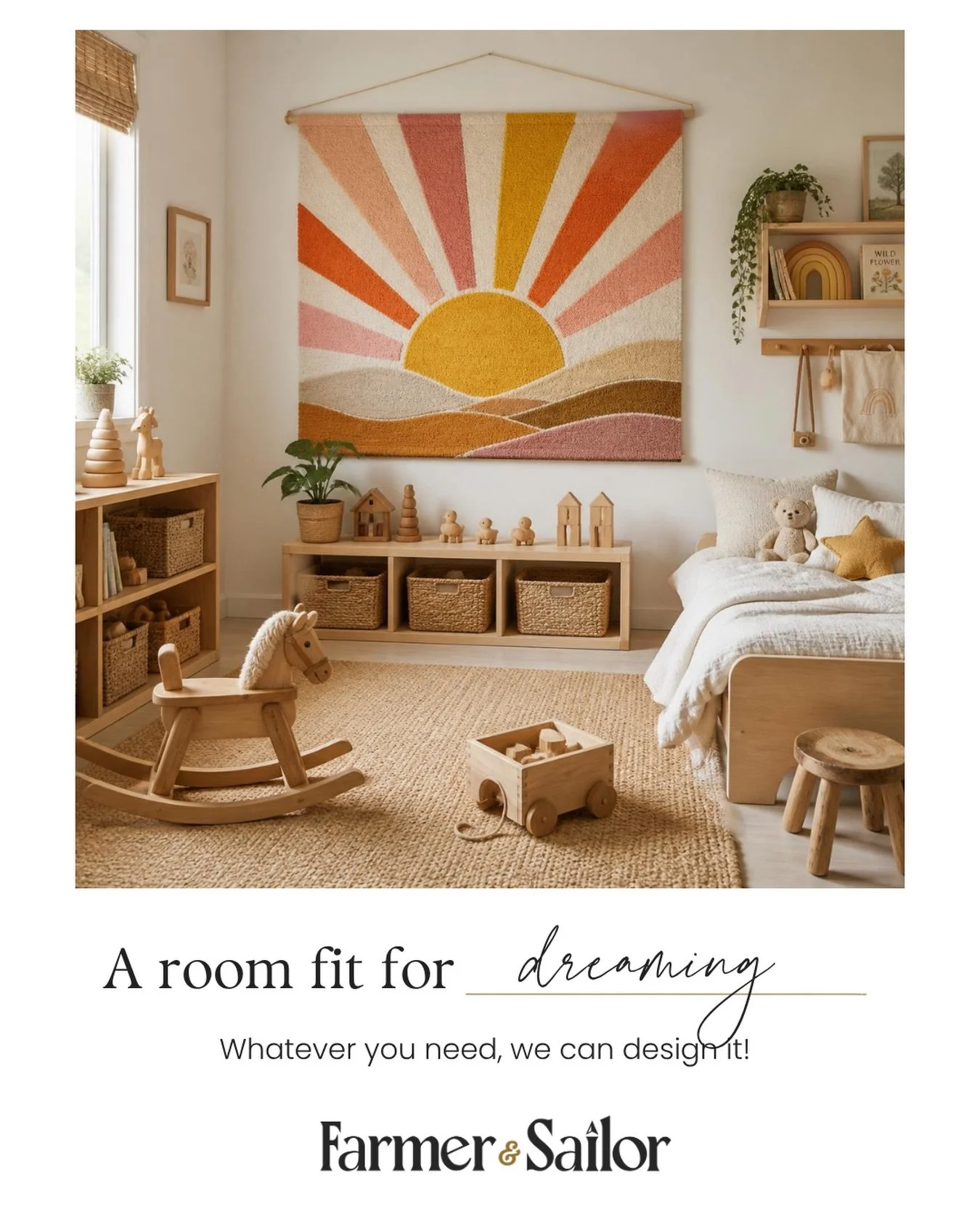 A room fit for dreaming. ✨
Warm, layered, and full of character, this little space was designed to feel just as special as the memories made in it.
A mix of natural textures, playful details, and timeless pieces creates a room that feels collected, c