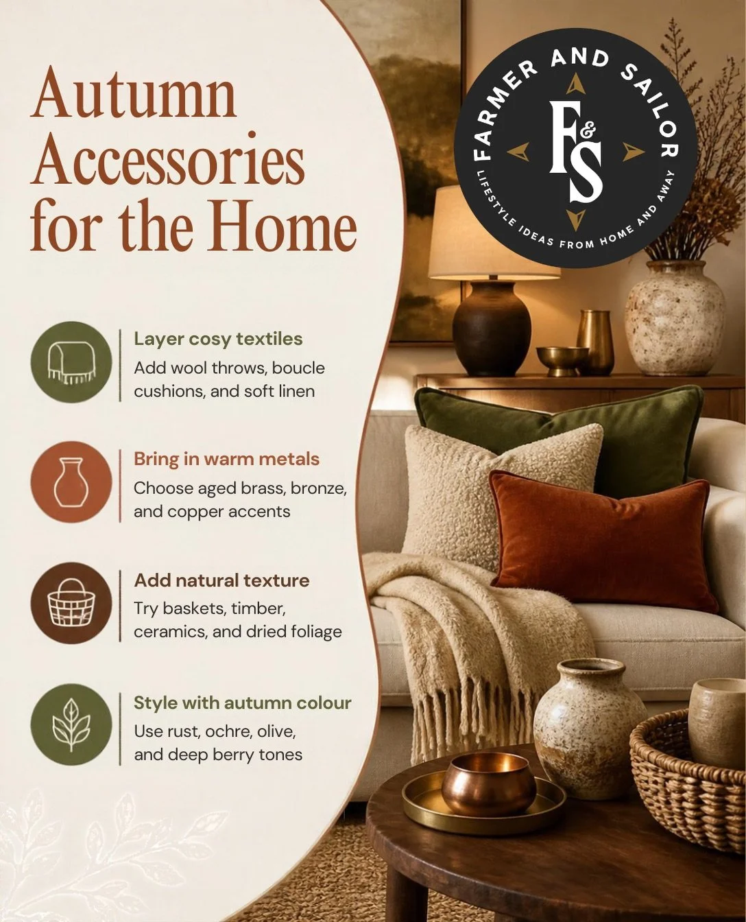 There&rsquo;s something so special about decorating for autumn and creating a space that feels warm, inviting, and full of comfort. Think soft blankets, chunky knit throws, flickering candles, warm earthy tones, natural textures, and little touches o
