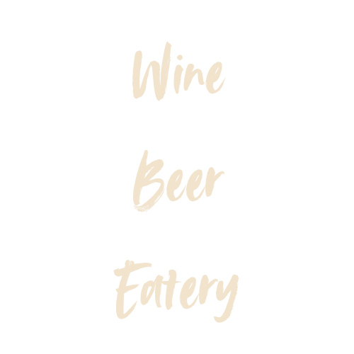 Marker style font reading "Wine, Beer, Cocktails,Eatery"