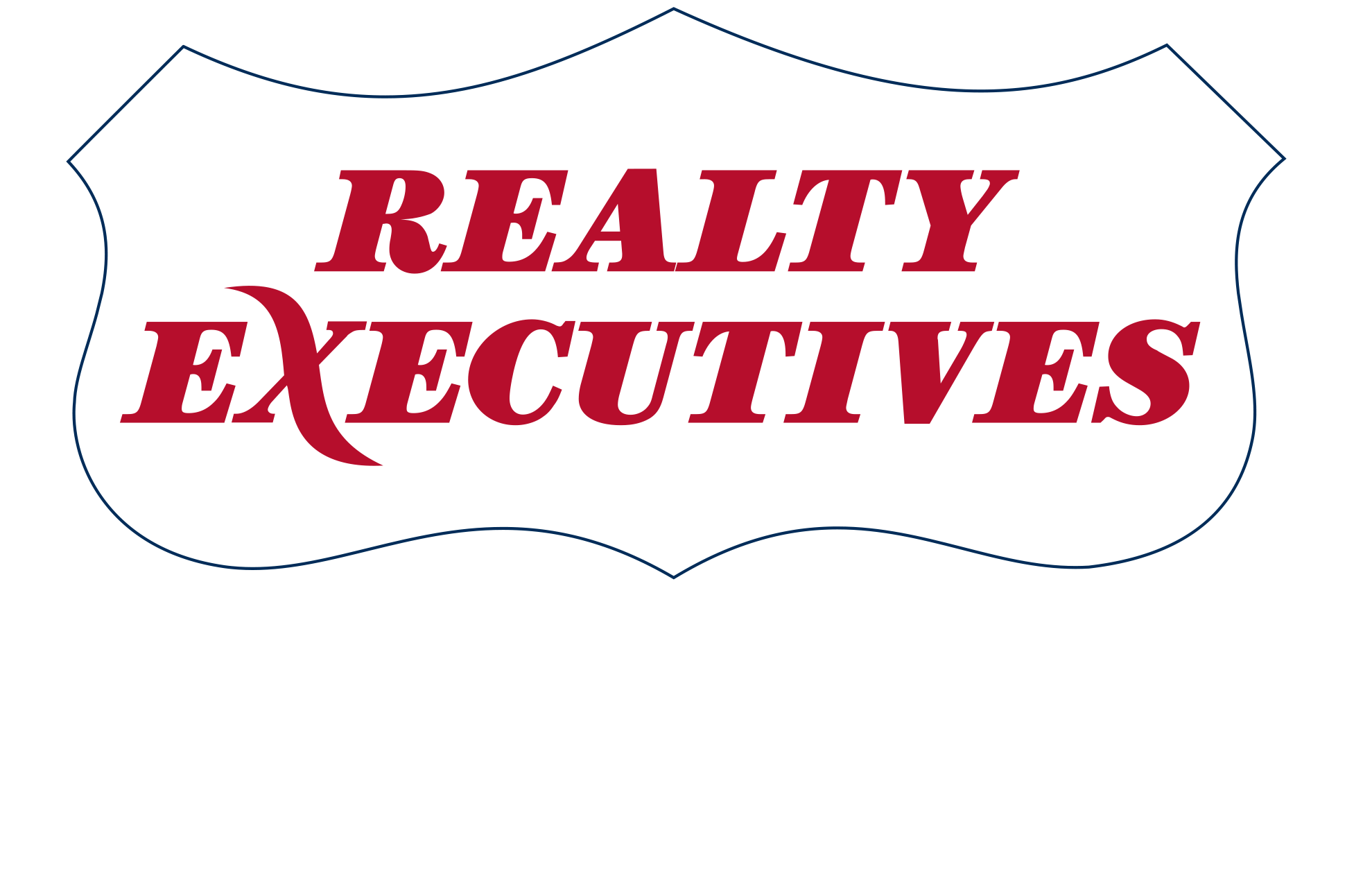A logo with the words 'Reality Executives' in red text and 'Integrity' in white text below. The background is black with a white banner behind the text.