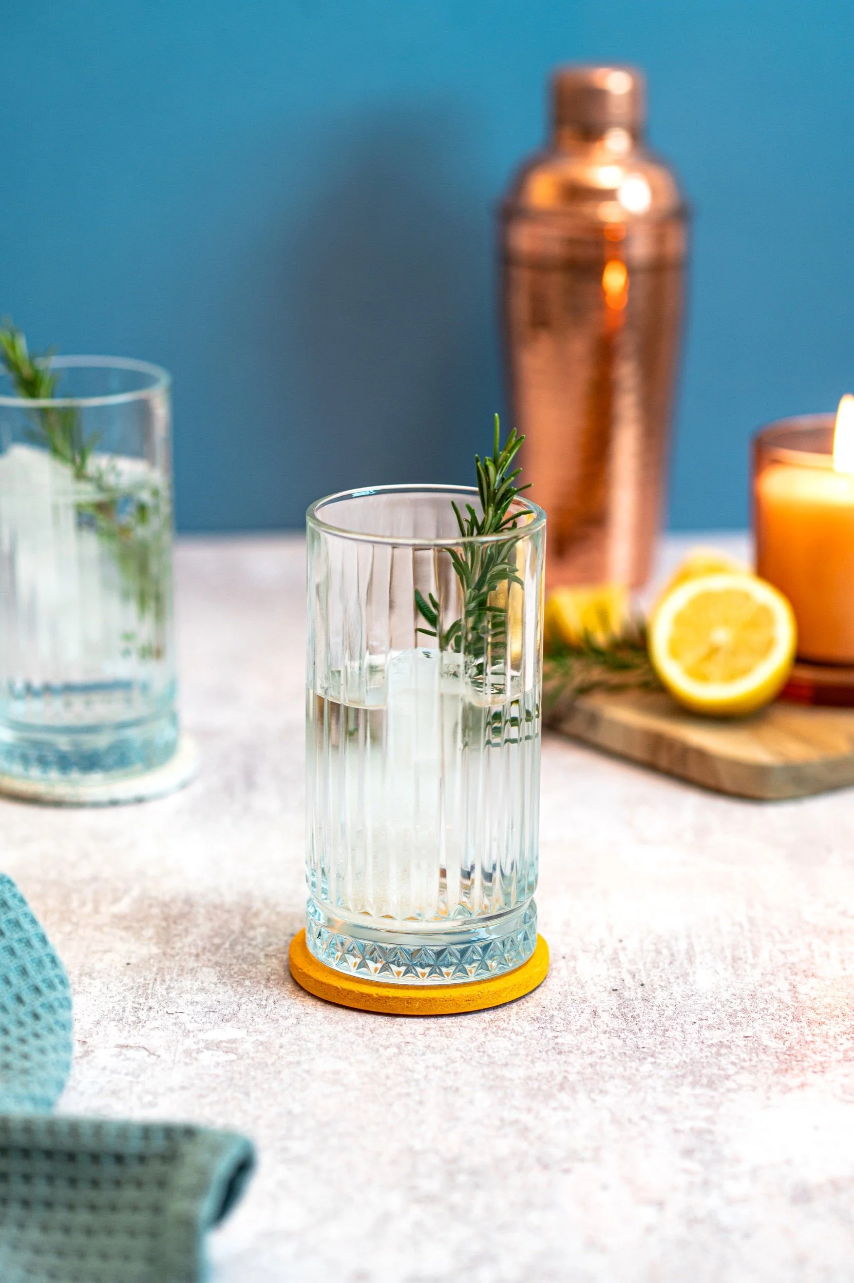 a cocktail scene features a jesmonite coaster