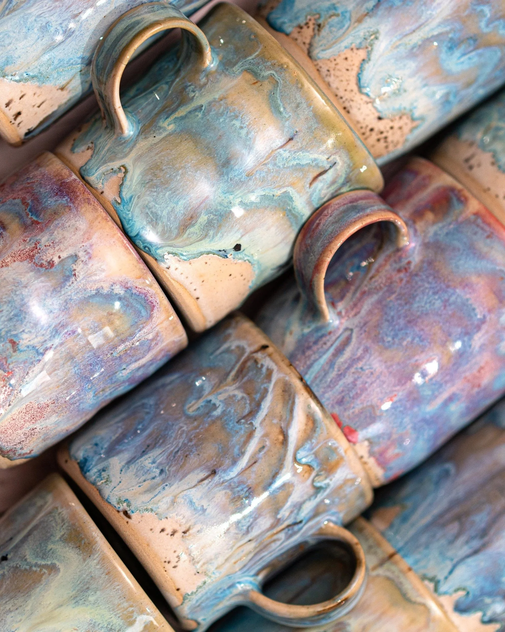 Close up of Ceri M's ceramic glaze colours