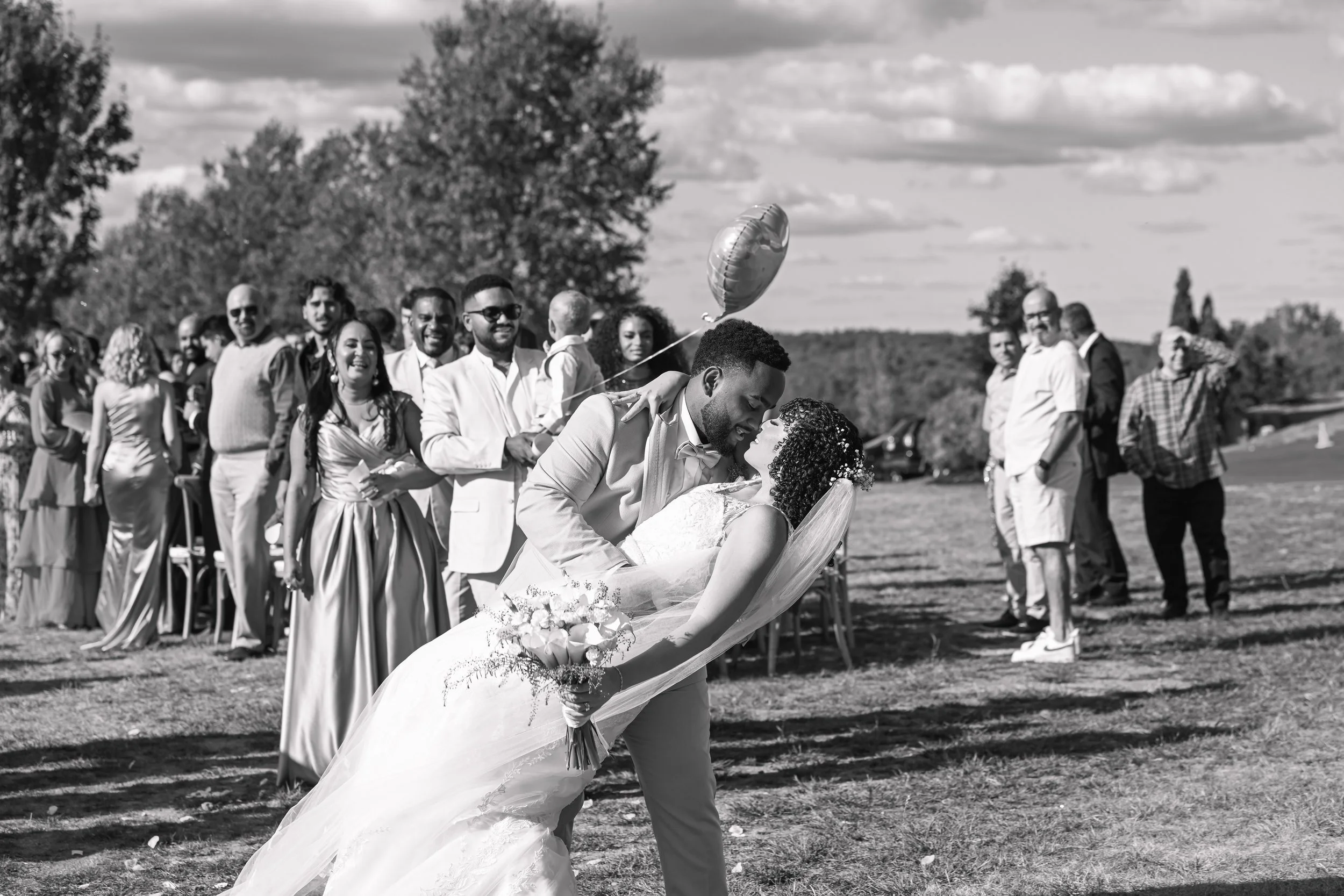 Wedding exit Groom dipping bride | Hacienda wedding venue 