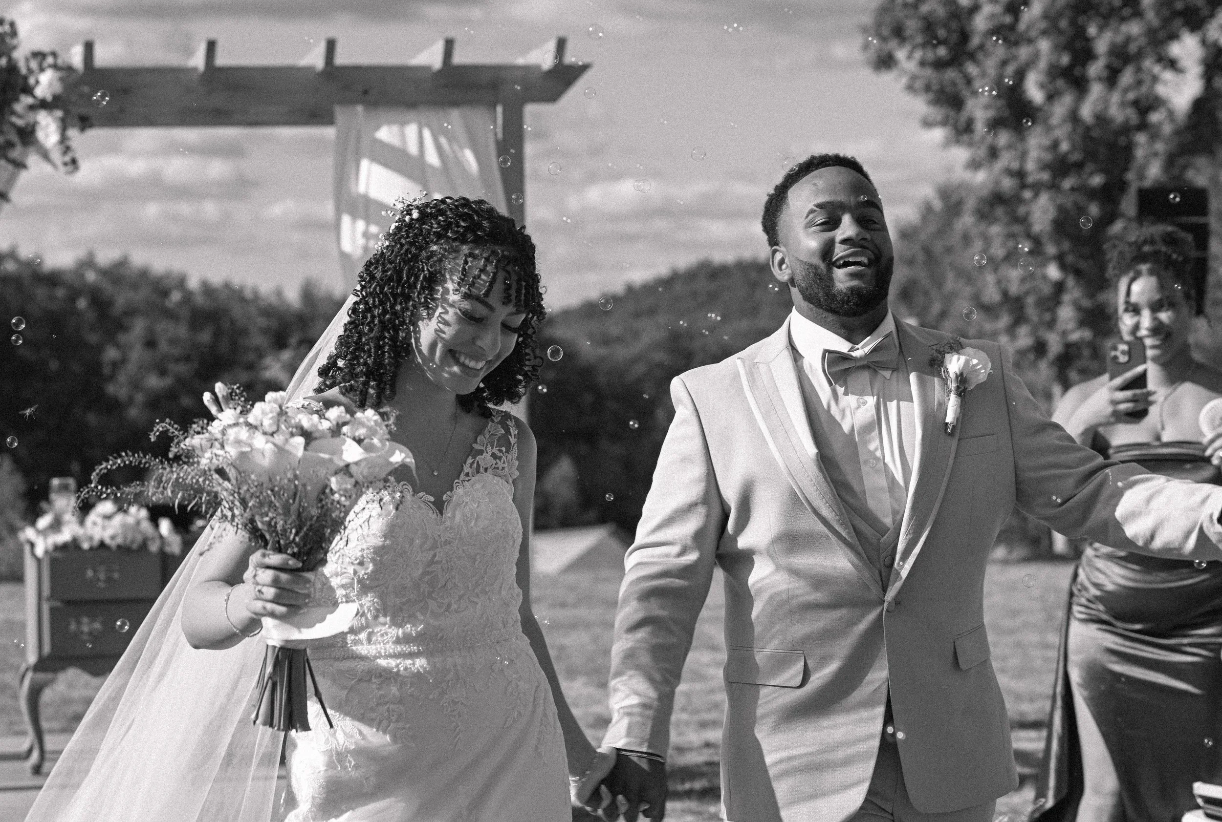 Wedding exit with bubbles | Hacienda wedding venue 