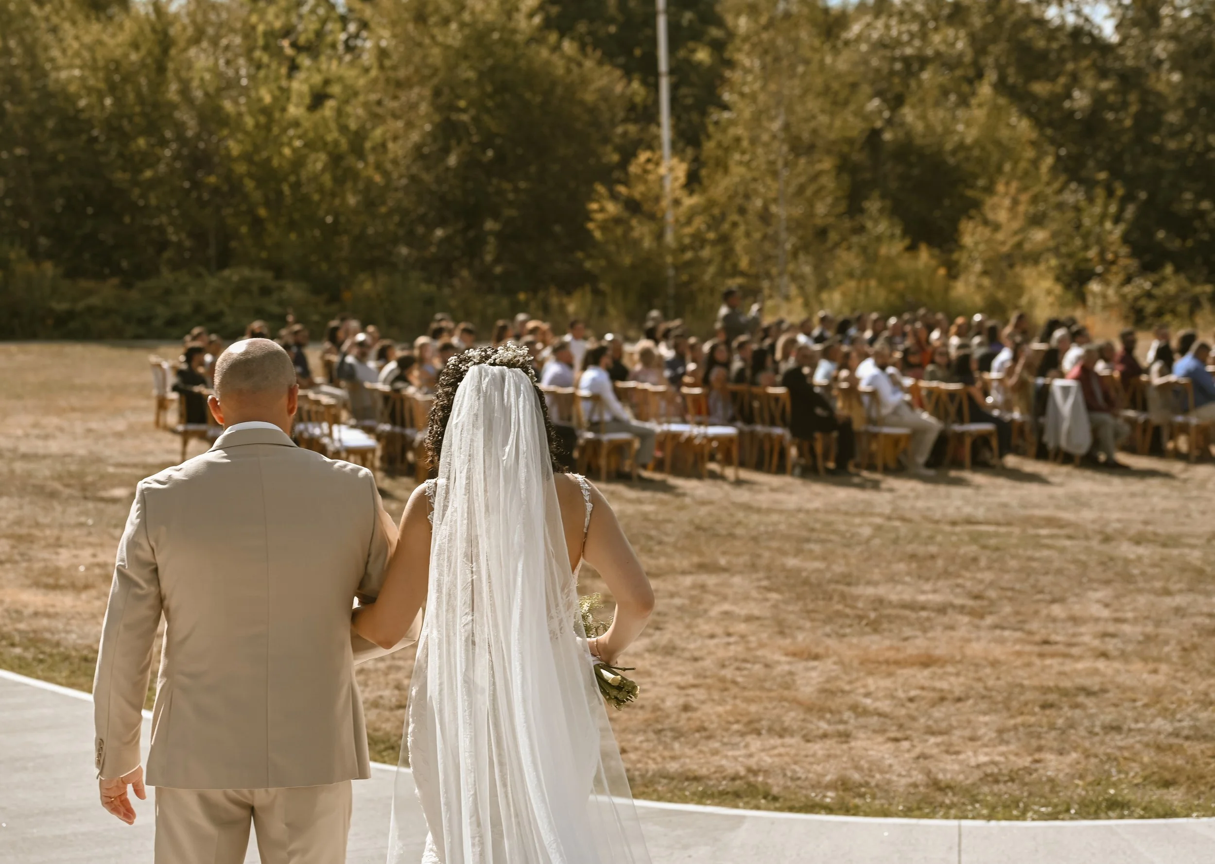 Wedding Entrance | Father and daughter walking down isle | Hacienda wedding venue 