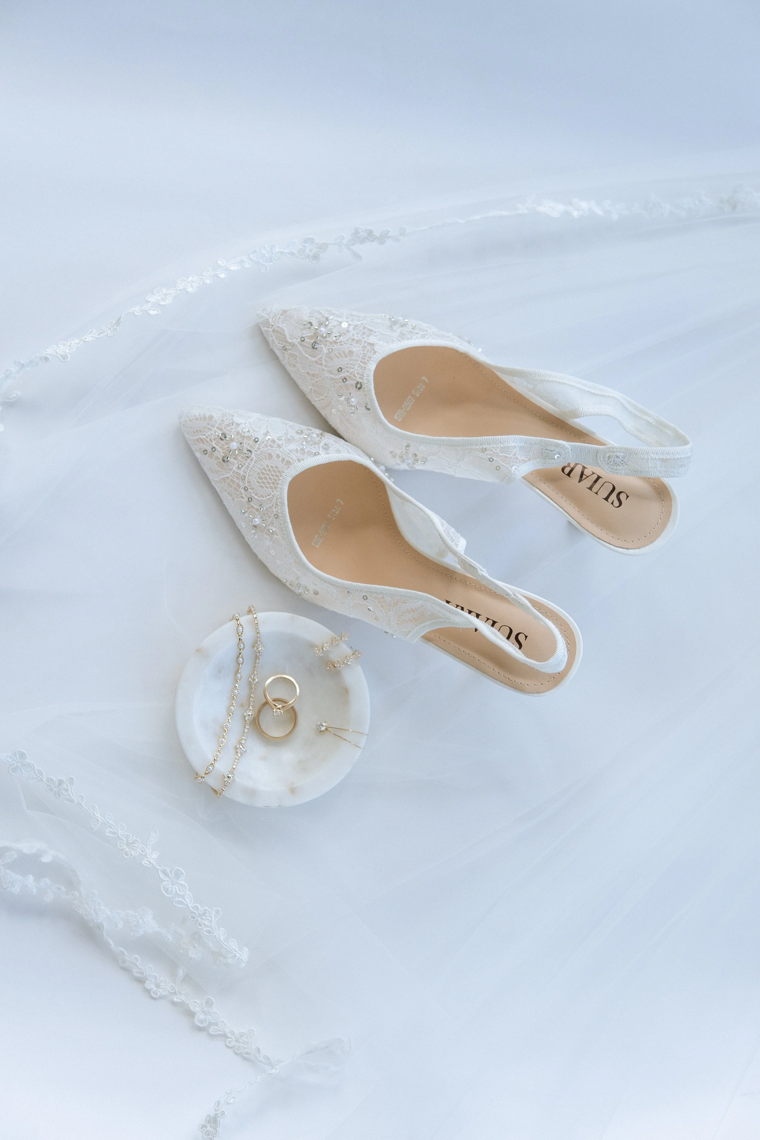Wedding Flat lay | Rings | Veil | Shoes | Detail Photos | Hacienda wedding venue 